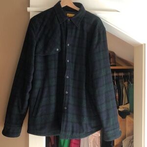 Brooklyn Industries lined green and black plaid flannel shirt